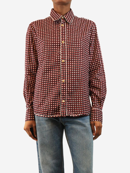 Red and black square printed shirt - size UK 8 product image