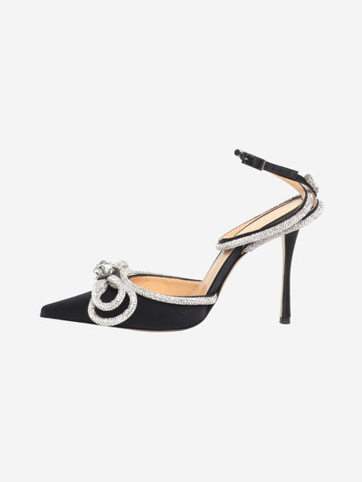 Black Double bow crystal satin heels - size EU 38 Heels Mach & Mach 