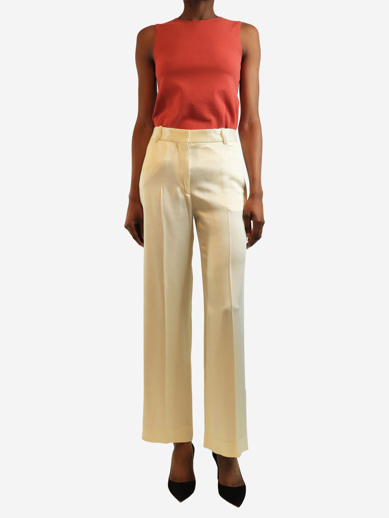 Cream cuff-slit trousers - size UK 4 Trousers Toteme 