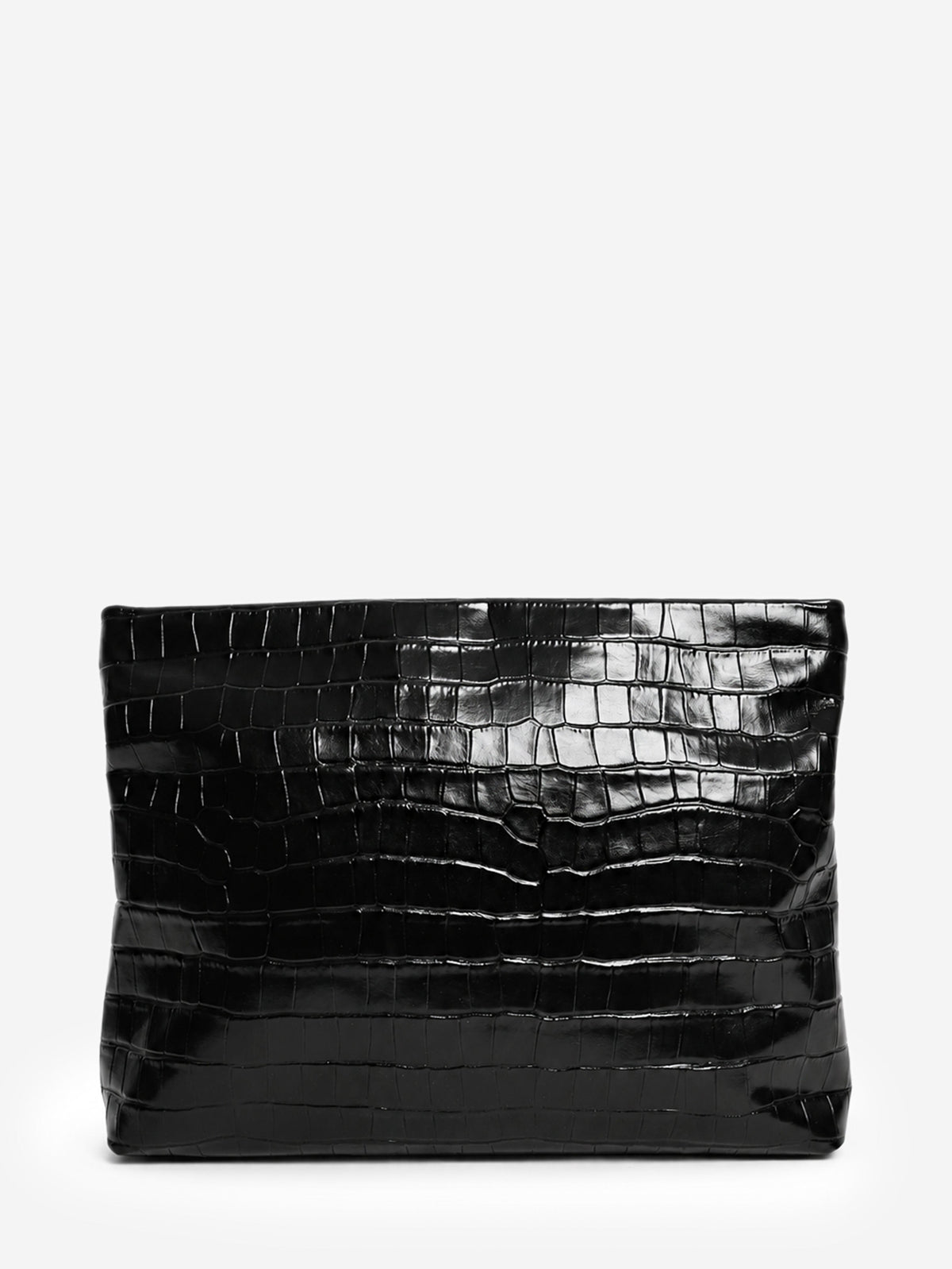 Black croc-embossed leather Jerry clutch Clutch bags Nili Lotan 