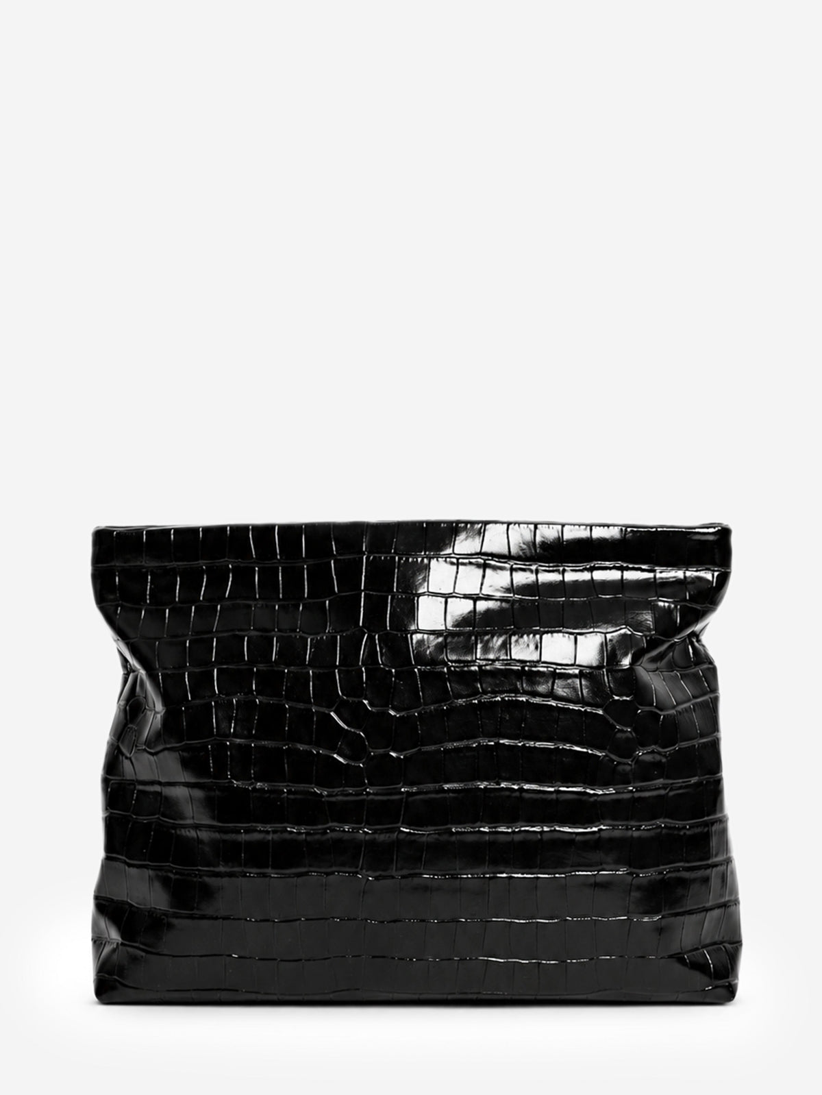 Black croc-embossed leather Jerry clutch Clutch bags Nili Lotan 