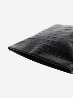 Black croc-embossed leather Jerry clutch Clutch bags Nili Lotan 