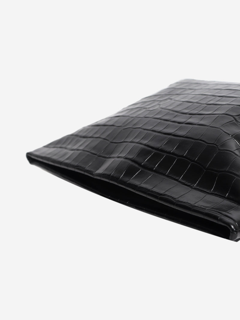 Black croc-embossed leather Jerry clutch Clutch bags Nili Lotan 
