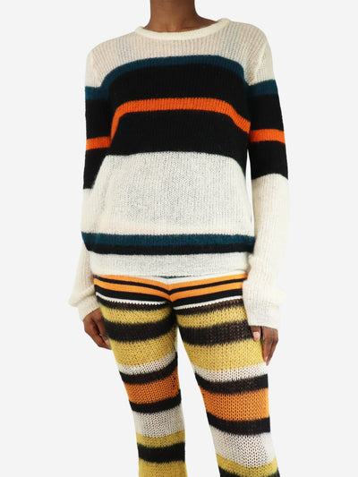 Cream striped mohair-blend jumper - size XS