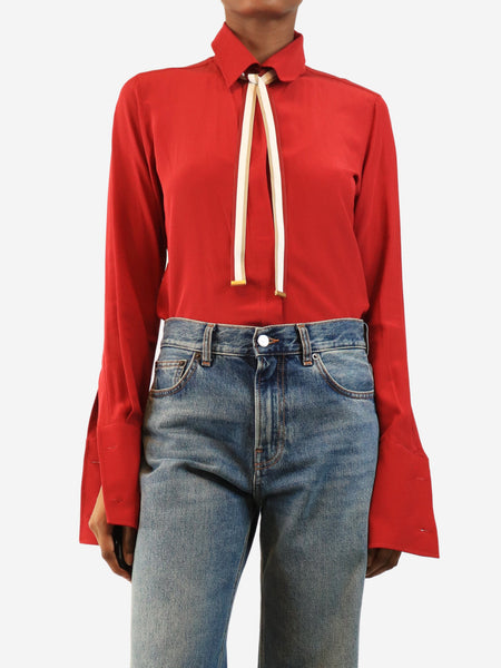 Red silk shirt - size S product image