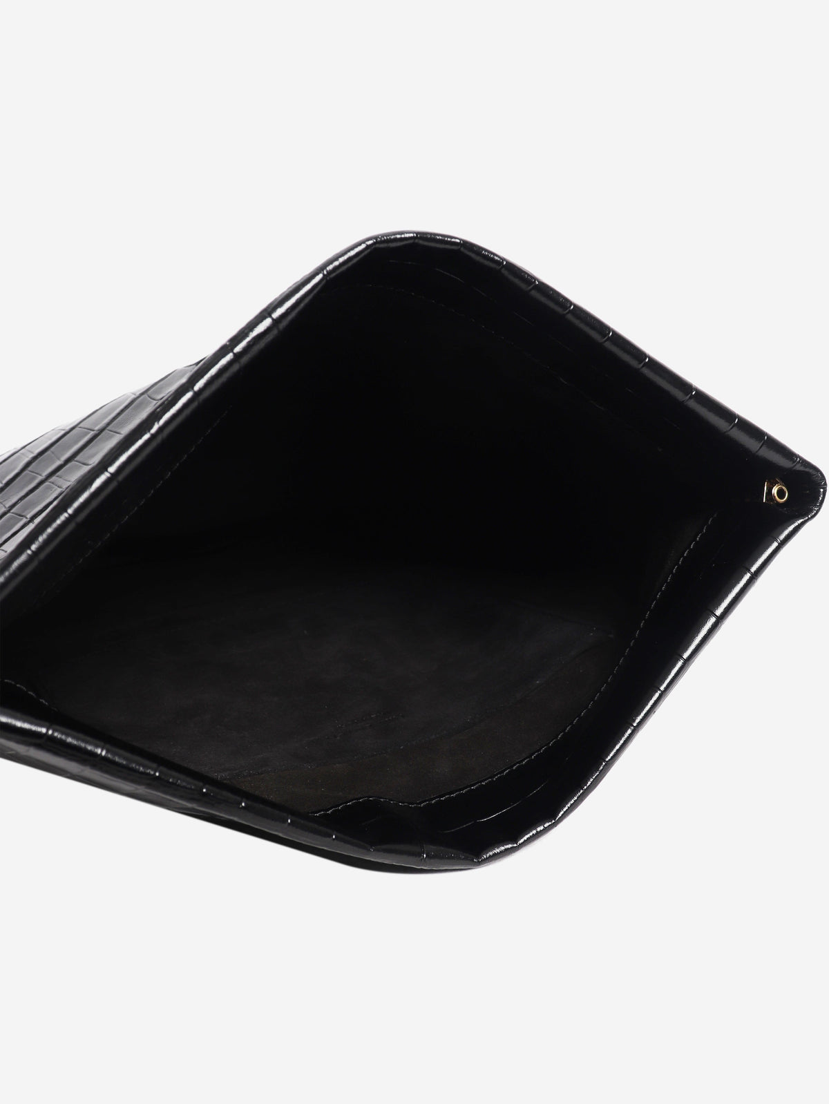 Black croc-embossed leather Jerry clutch Clutch bags Nili Lotan 