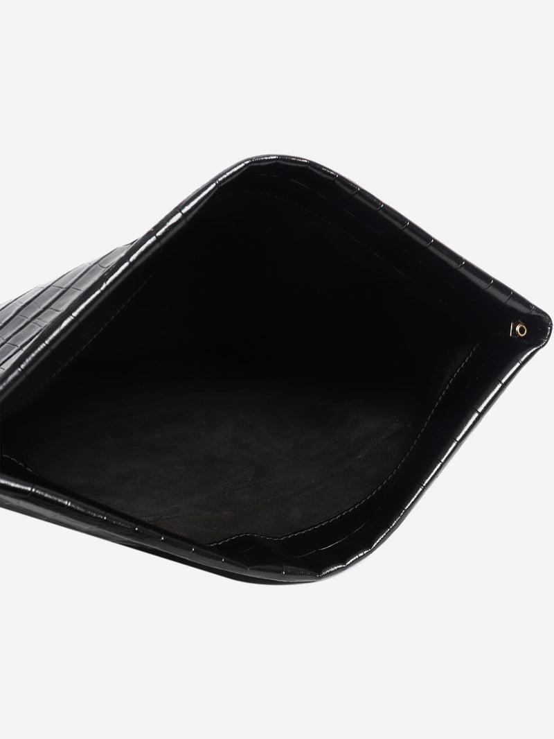 Black croc-embossed leather Jerry clutch Clutch bags Nili Lotan 