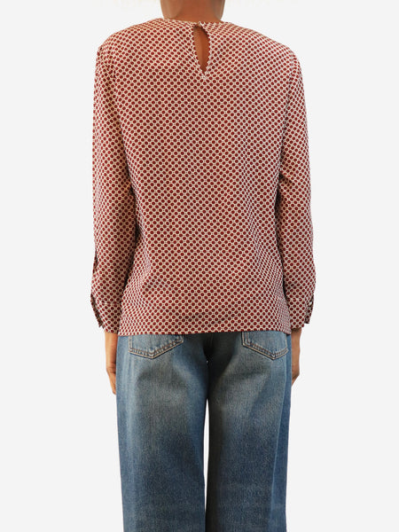 Red silk printed blouse - size UK 4 alternate image