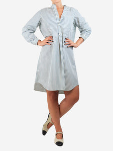 Soeur Blue and green striped shirt dress - size UK 10