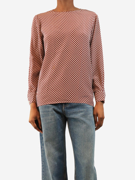 Red silk printed blouse - size UK 4 product image