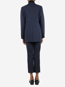 Ganni Navy blue pinstripe jacket and trouser set - size UK 6