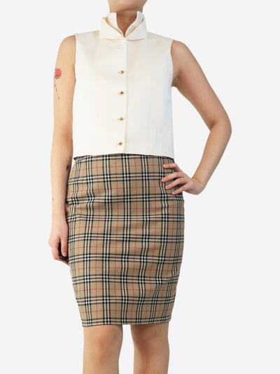 Cream vest with embroidered collar - size UK 10 Tops Loro Piana 