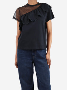 Red Valentino Black ruffled lace t-shirt - size XS