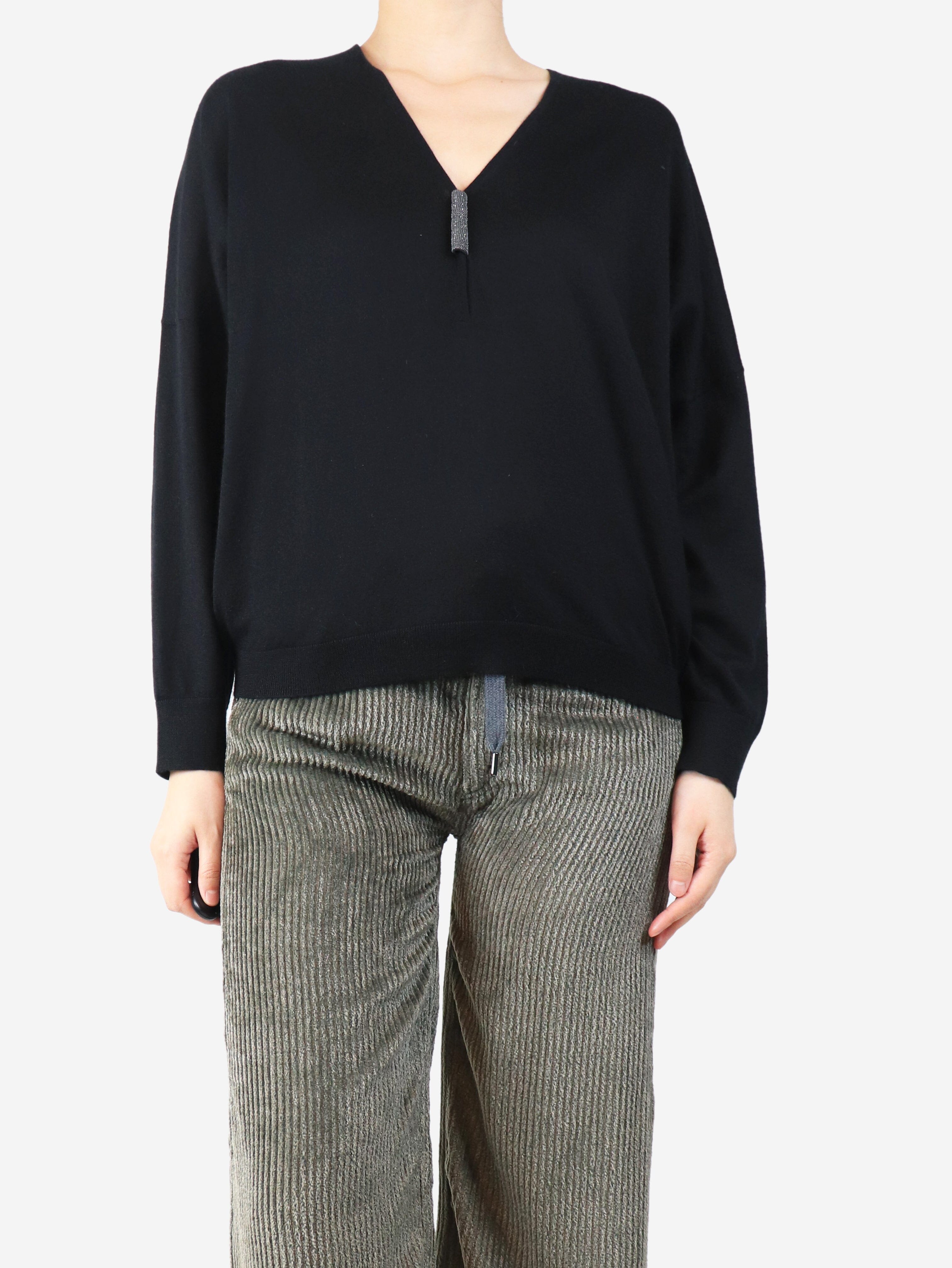 Navy monili v-neck sweater - size UK 10 Knitwear Brunello Cucinelli 