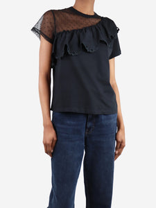 Red Valentino Black ruffled lace t-shirt - size XS