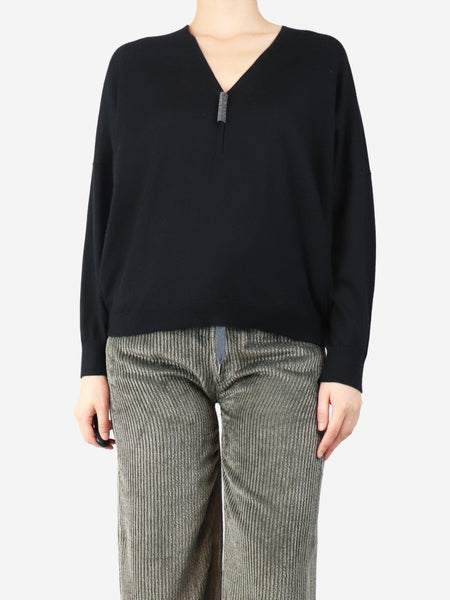 Navy monili v-neck sweater - size UK 10 product image