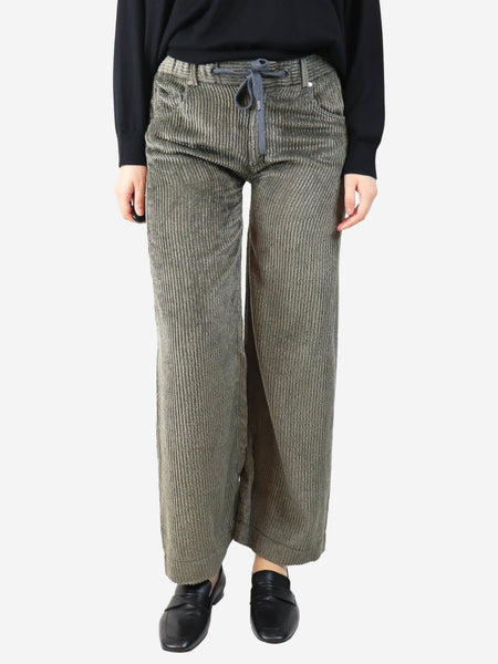 Olive wide-leg corduroy trousers - size S product image