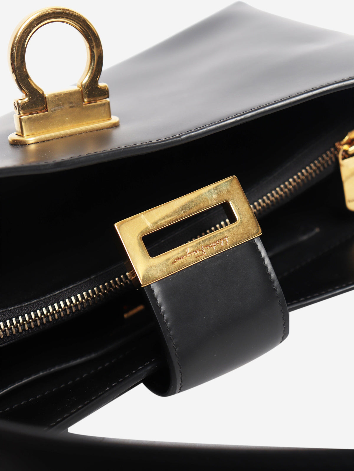 Black leather Trifolio shoulder bag Shoulder bags Salvatore Ferragamo 