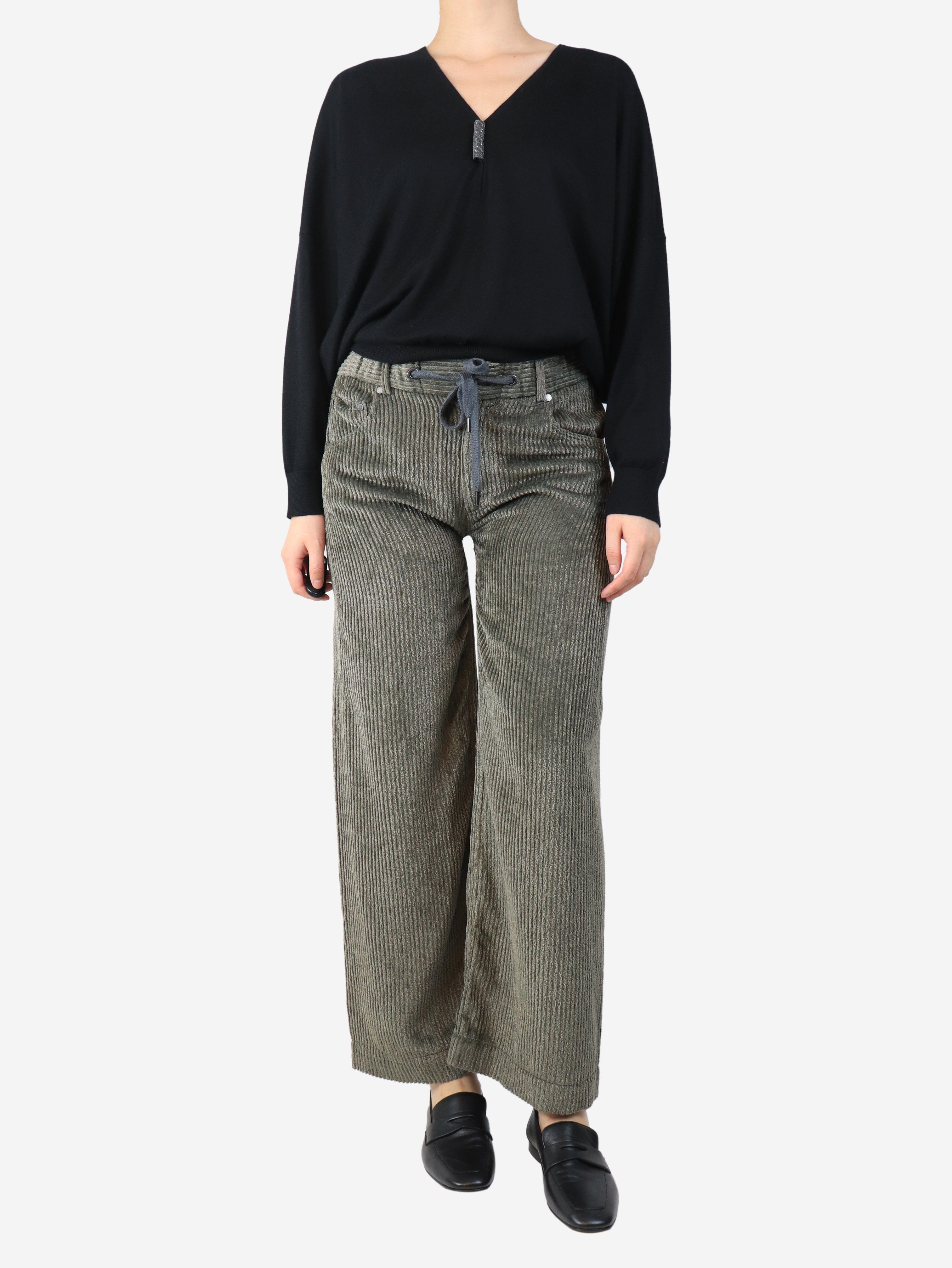 Olive wide-leg corduroy trousers - size S Trousers Brunello Cucinelli 