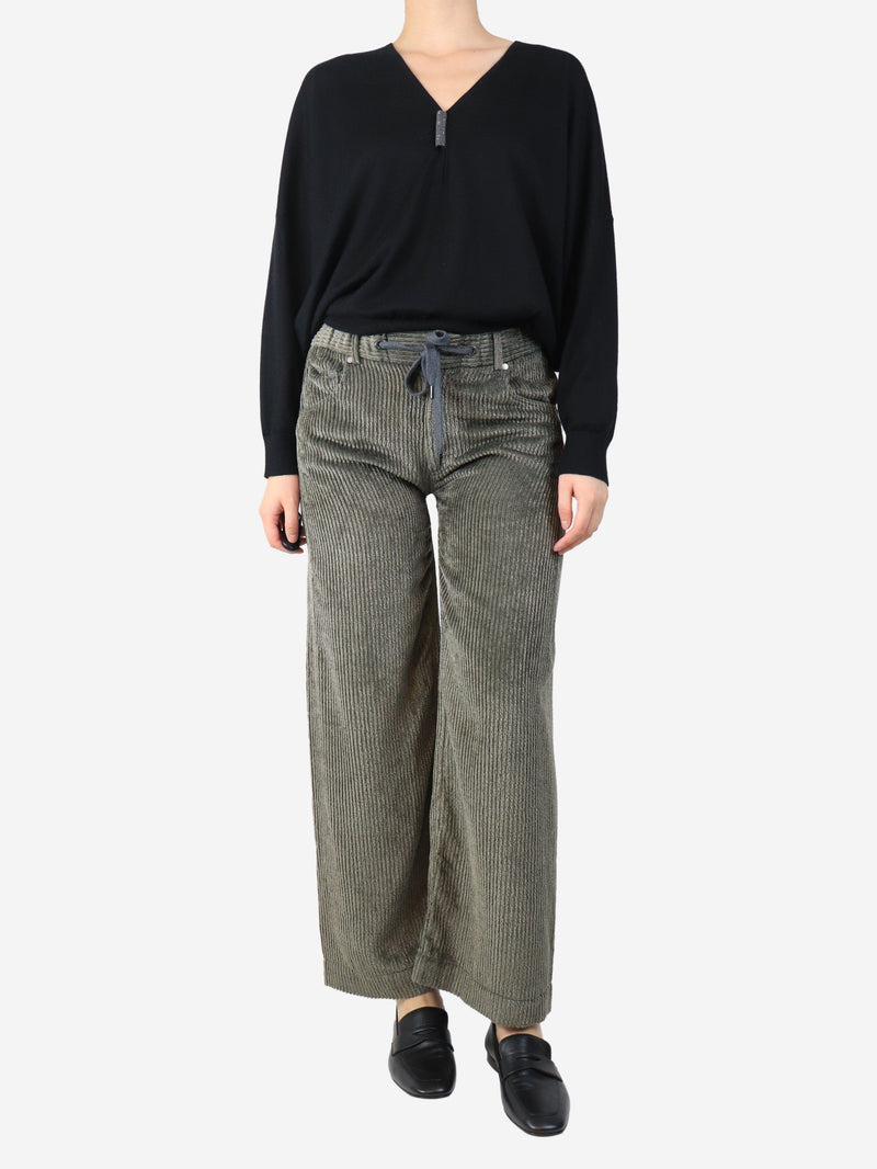 Olive wide-leg corduroy trousers - size S Trousers Brunello Cucinelli 