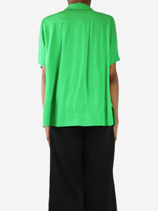 Ganni Green short-sleeved ripstop pocket shirt - size UK 6