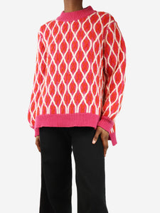 Stine Goya Fuchsia and red cable knit jumper - size XS