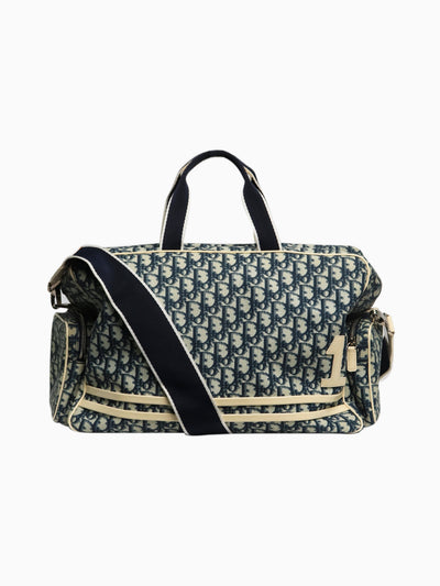 Blue and cream vintage 2002 Trotter canvas Boston bag Luggage & Travel Bags Christian Dior 