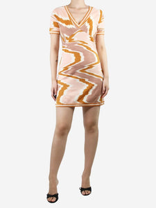 Missoni Orange V-neckline printed wool dress - size UK 8