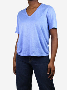 Divine Cashmere Blue V-neck t-shirt - size M