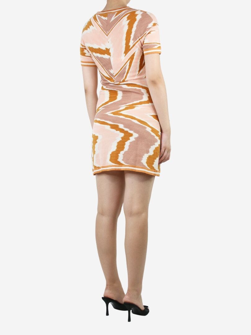 Missoni Orange V-neckline printed wool dress - size UK 8 Dresses Missoni 