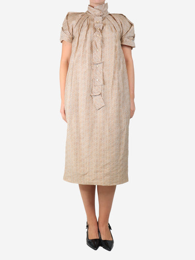 Neutral vintage floral printed midi dress - size UK 10 Dresses Bottega Veneta 