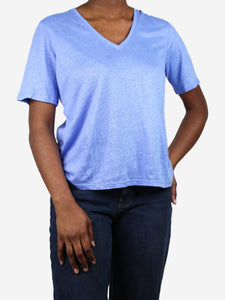 Divine Cashmere Blue V-neck t-shirt - size M