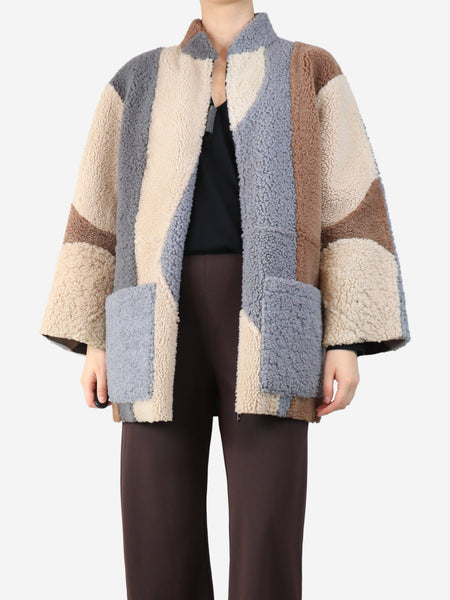 Brown reversible sherpa coat - size S product image