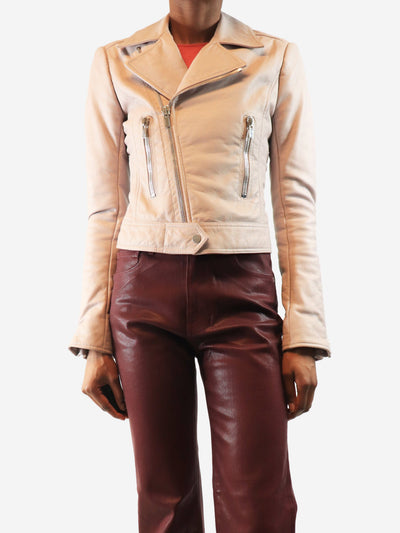 Light pink leather biker jacket - size UK 8 Coats & Jackets Balenciaga 