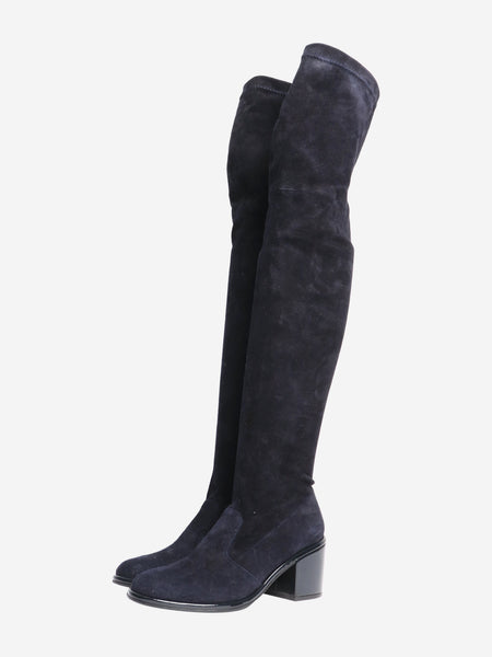 Robert Clergerie Blue suede over the knee boots - size EU 40 (UK 7) alternate image