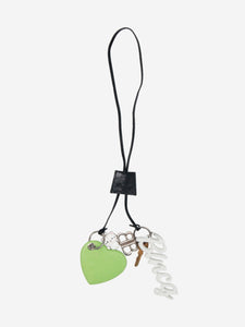 Balenciaga Green and black Le City Charm Heart keyring