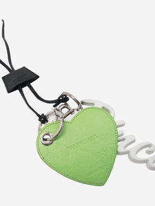 Balenciaga Green and black Le City Charm Heart keyring