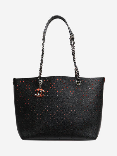 Black 2017 caviar perforated tote bag Tote Bags Chanel 