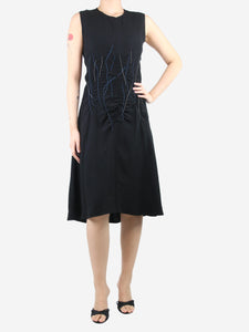 Marni Black sleeveless embroidered midi dress - size UK 6