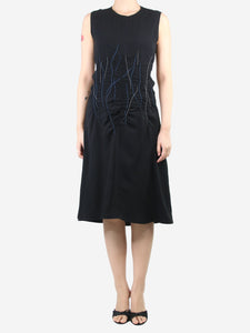 Marni Black sleeveless embroidered midi dress - size UK 6