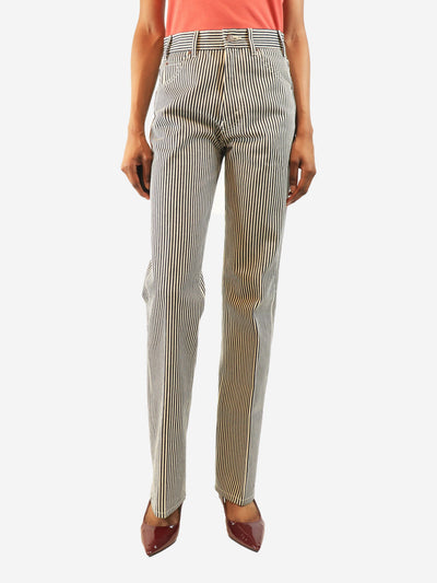 White and navy Hickory stripe serge jeans - size UK 8 Denim Celine 