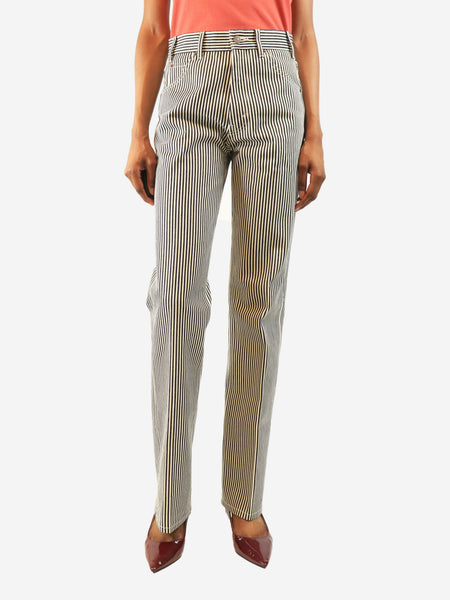 White and navy Hickory stripe serge jeans - size UK 8 product image