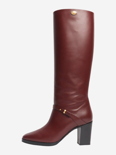 Burgundy leather knee-high boots - size EU 39.5 (UK 6.5) Boots Gucci 