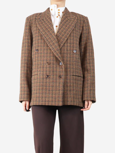 Brown checked double breasted blazer - size OS Coats & Jackets Bella And Ridge 