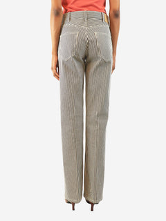 White and navy Hickory stripe serge jeans - size UK 8 Denim Celine 