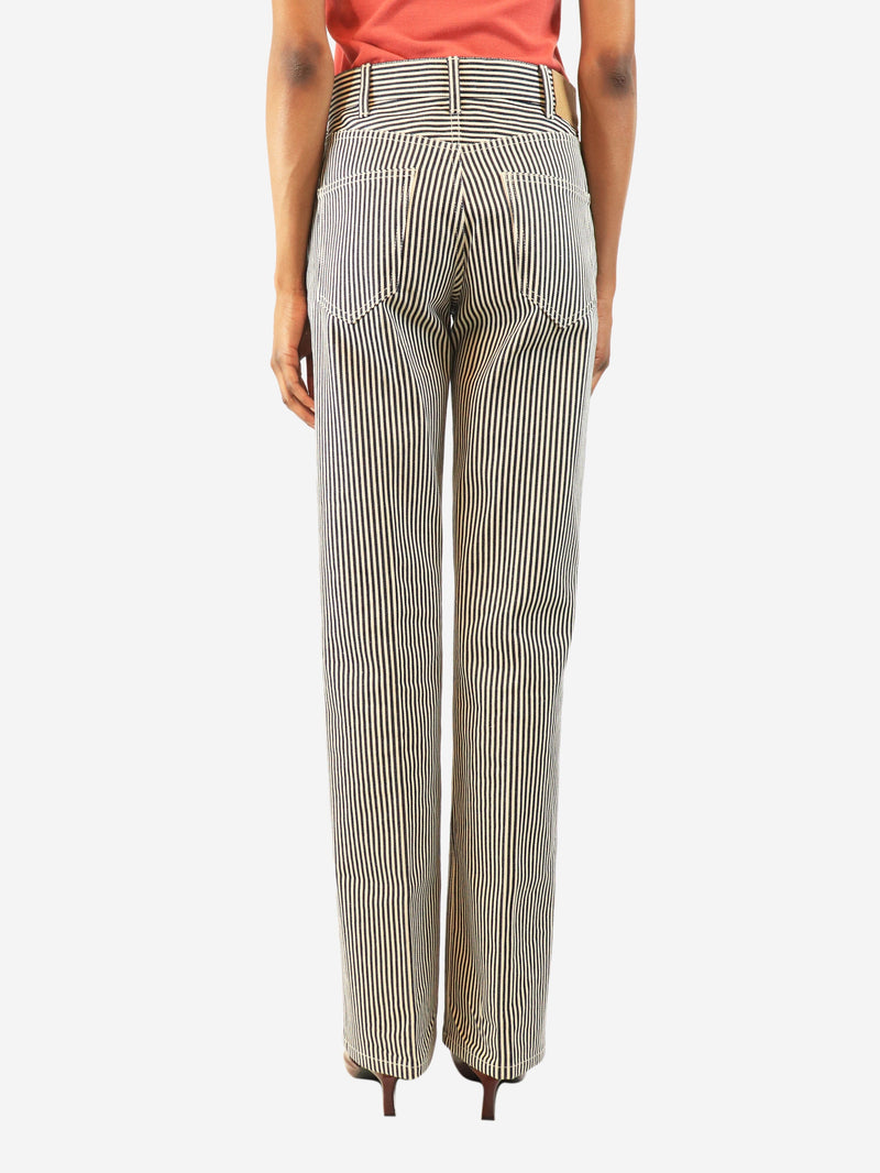 White and navy Hickory stripe serge jeans - size UK 8 Denim Celine 