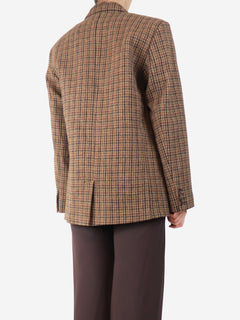 Brown checked double breasted blazer - size OS Coats & Jackets Bella And Ridge 