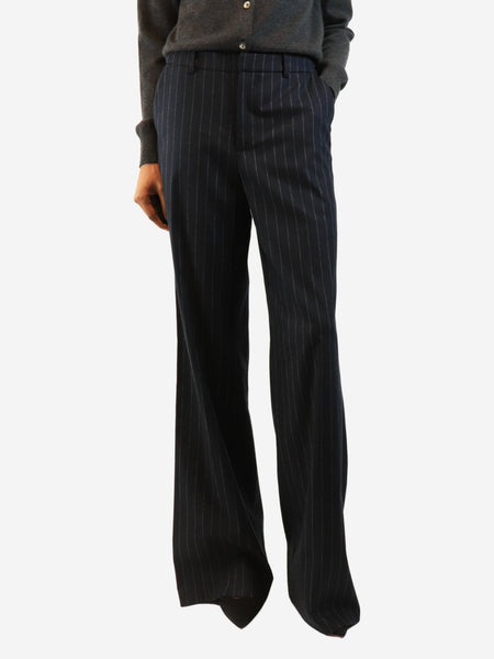 Navy pinstripe trousers - size UK 8 product image