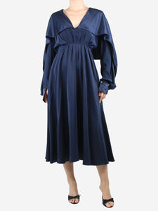 Roksanda Blue silk caped midi dress - size UK 8