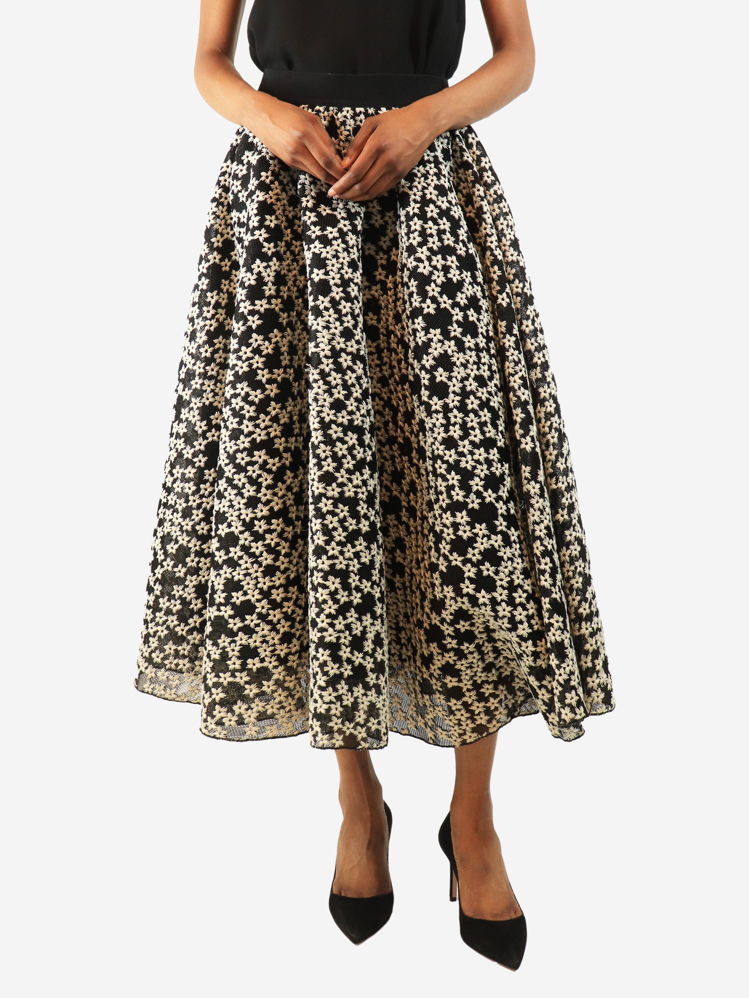 Black and white flower mesh midi skirt - size XS Skirts Bitte Kai Rand 